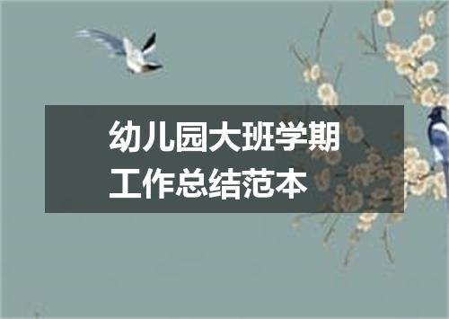 幼儿园大班学期工作总结范本