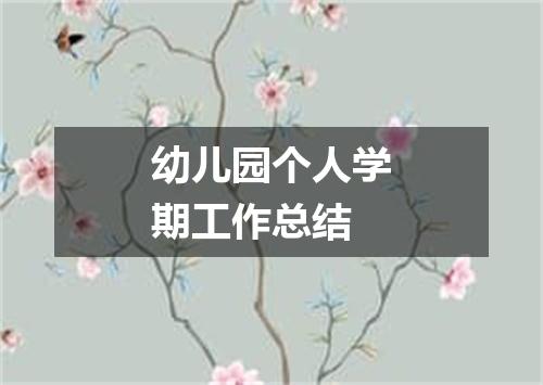 幼儿园个人学期工作总结