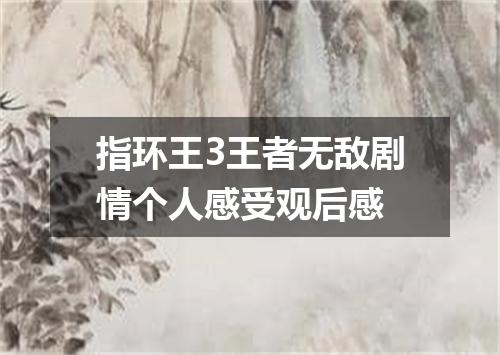 指环王3王者无敌剧情个人感受观后感