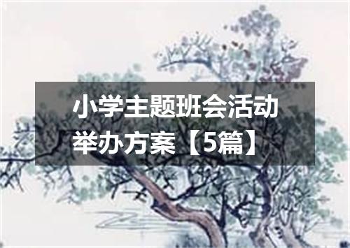 小学主题班会活动举办方案【5篇】