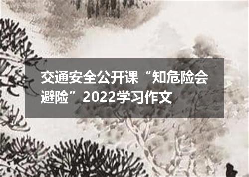 交通安全公开课“知危险会避险”2022学习作文