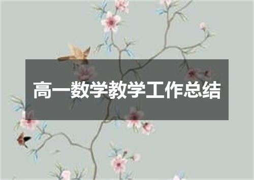 高一数学教学工作总结