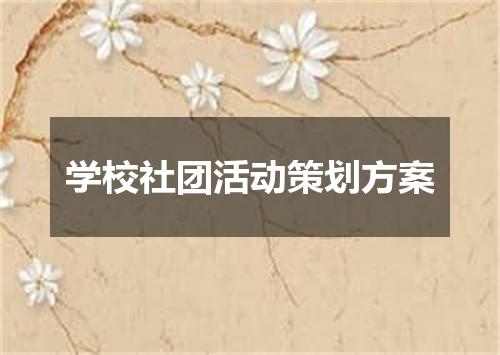 学校社团活动策划方案