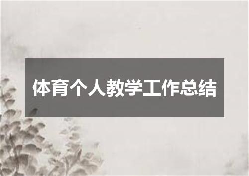 体育个人教学工作总结