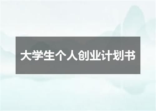 大学生个人创业计划书