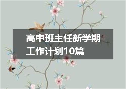 高中班主任新学期工作计划10篇