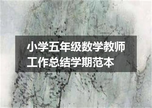 小学五年级数学教师工作总结学期范本