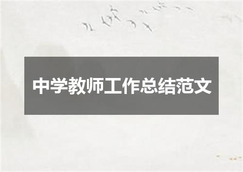 中学教师工作总结范文