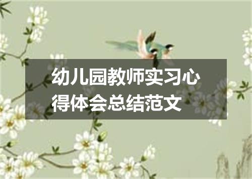 幼儿园教师实习心得体会总结范文
