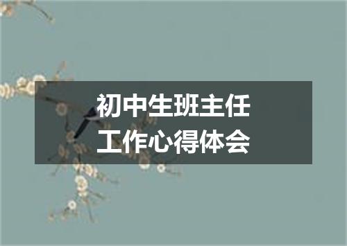 初中生班主任工作心得体会