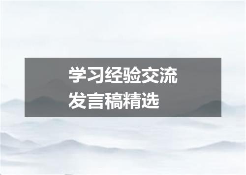 学习经验交流发言稿精选