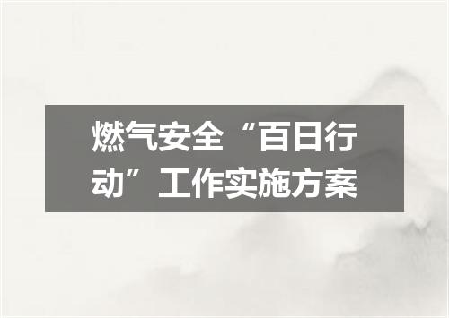燃气安全“百日行动”工作实施方案