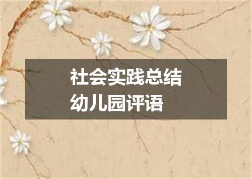 社会实践总结幼儿园评语