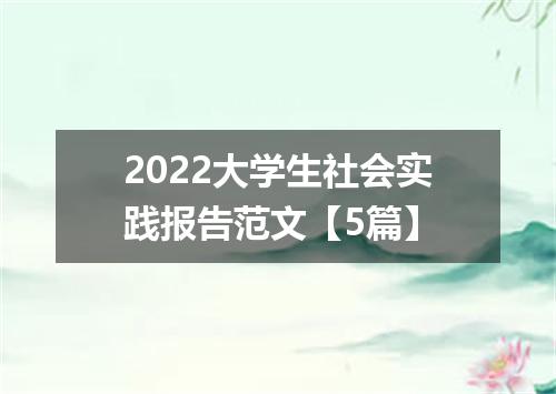 2022大学生社会实践报告范文【5篇】
