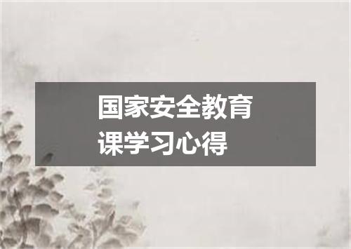 国家安全教育课学习心得