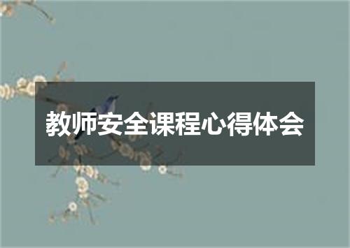 教师安全课程心得体会