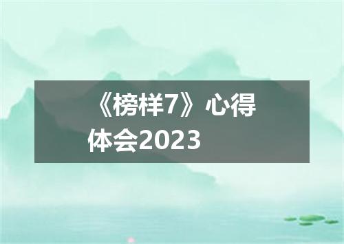 《榜样7》心得体会2023