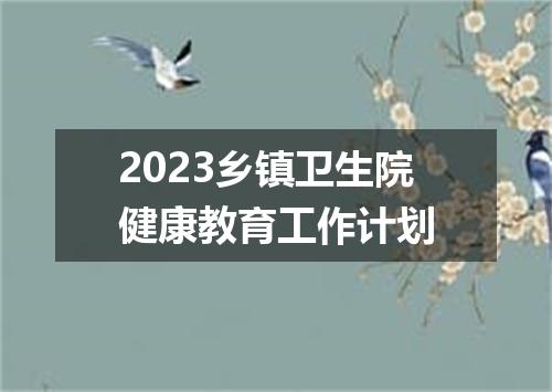 2023乡镇卫生院健康教育工作计划