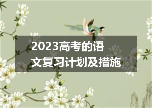 2023高考的语文复习计划及措施
