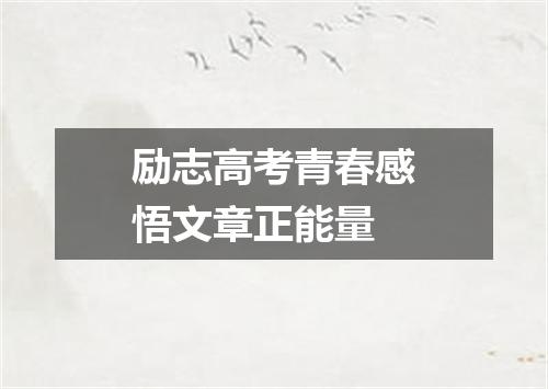 励志高考青春感悟文章正能量