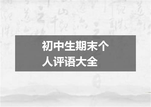 初中生期末个人评语大全