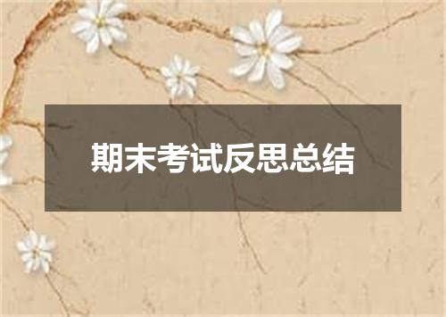 期末考试反思总结