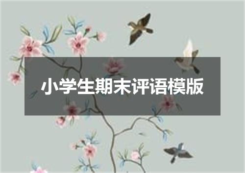 小学生期末评语模版