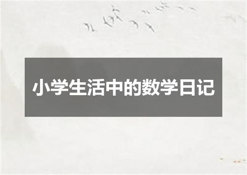 小学生活中的数学日记