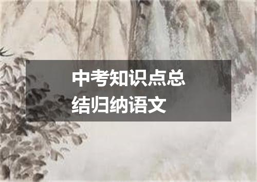 中考知识点总结归纳语文