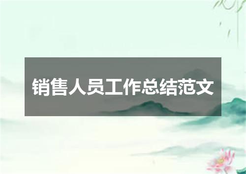 销售人员工作总结范文
