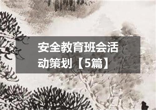 安全教育班会活动策划【5篇】