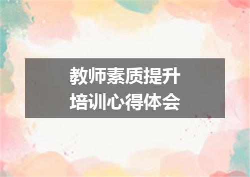 教师素质提升培训心得体会