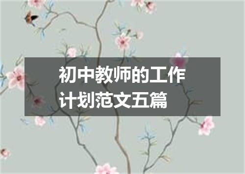 初中教师的工作计划范文五篇