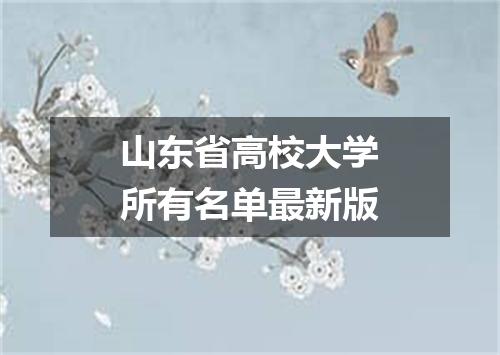 山东省高校大学所有名单最新版