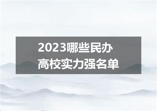 2023哪些民办高校实力强名单