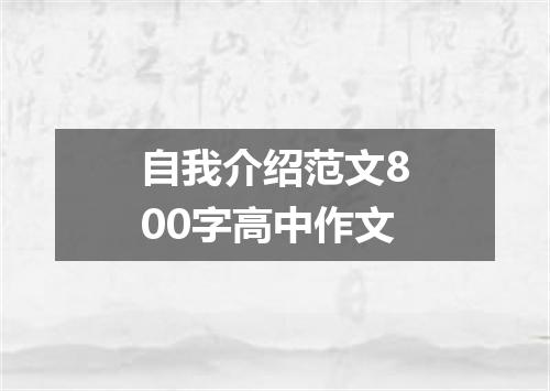 自我介绍范文800字高中作文