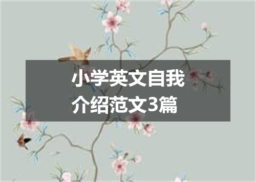 小学英文自我介绍范文3篇