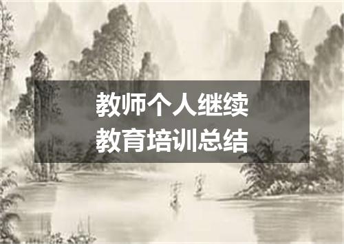 教师个人继续教育培训总结