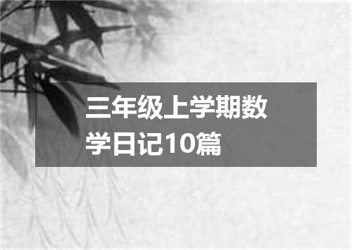 三年级上学期数学日记10篇