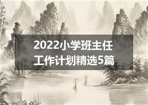 2022小学班主任工作计划精选5篇