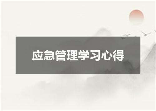 应急管理学习心得