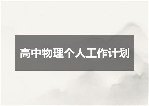 高中物理个人工作计划