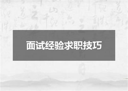 面试经验求职技巧