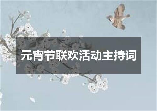 元宵节联欢活动主持词