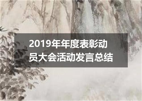 2019年年度表彰动员大会活动发言总结