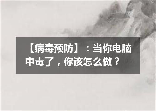 【病毒预防】：当你电脑中毒了，你该怎么做？