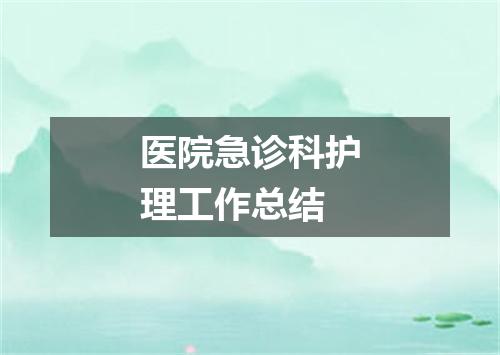 医院急诊科护理工作总结