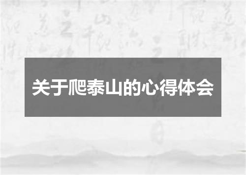 关于爬泰山的心得体会