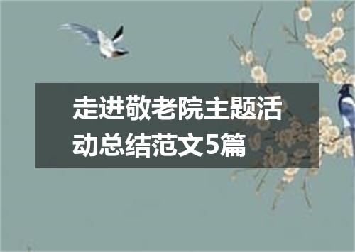 走进敬老院主题活动总结范文5篇