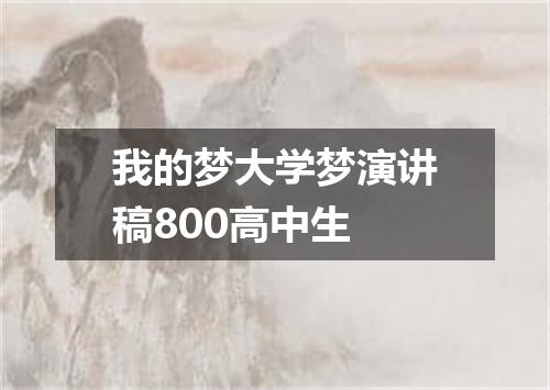 我的梦大学梦演讲稿800高中生